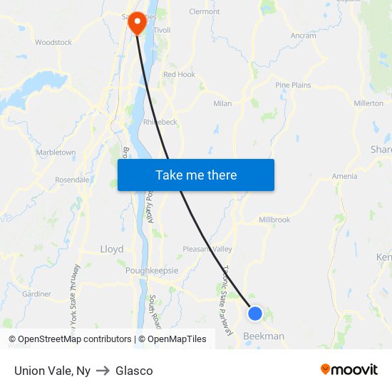 Union Vale, Ny to Glasco map