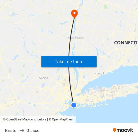 Bristol to Glasco map