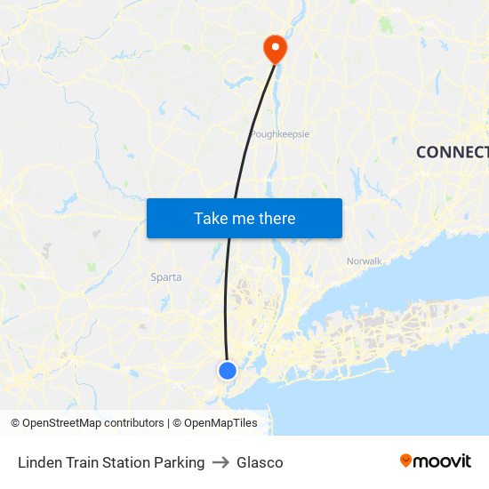 Linden Train Station Parking to Glasco map