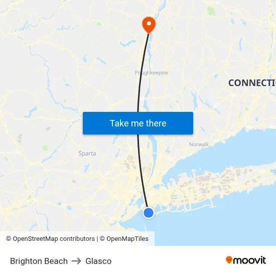 Brighton Beach to Glasco map