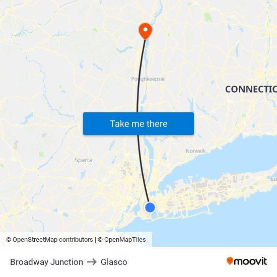 Broadway Junction to Glasco map