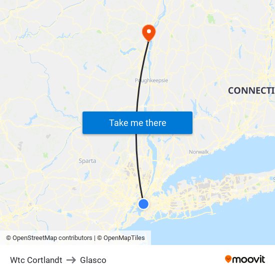 Wtc Cortlandt to Glasco map