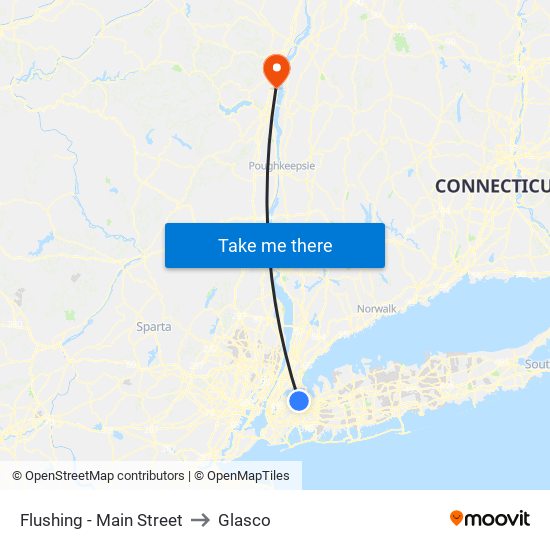 Flushing - Main Street to Glasco map