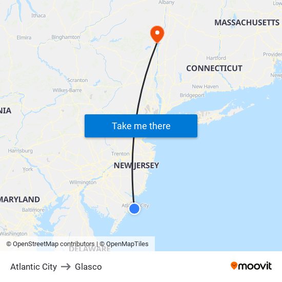 Atlantic City to Glasco map