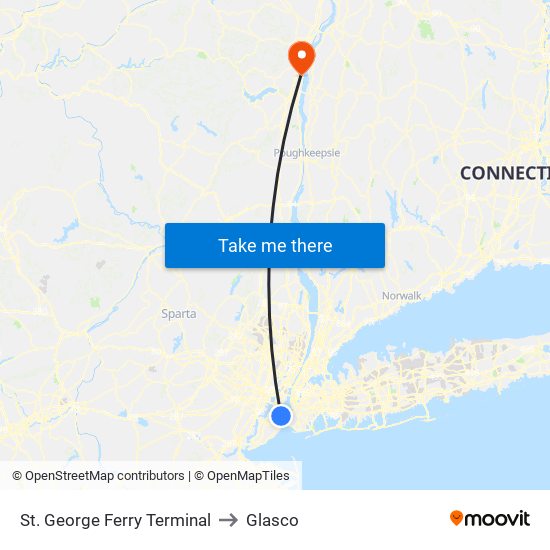 St. George Ferry Terminal to Glasco map