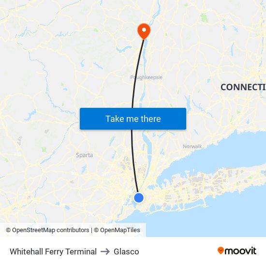 Whitehall Ferry Terminal to Glasco map