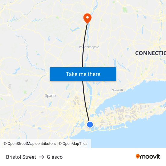 Bristol Street to Glasco map
