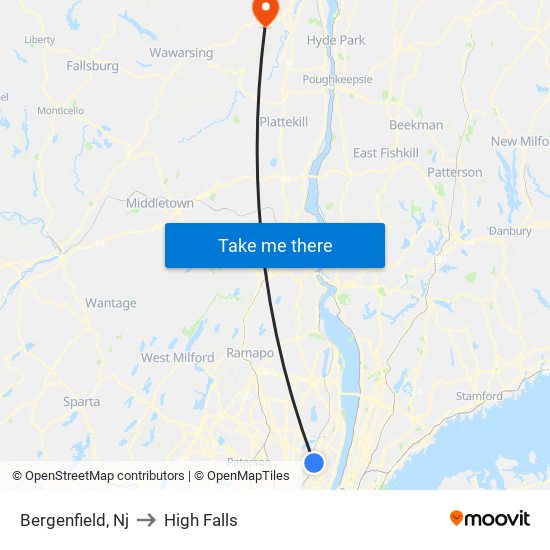 Bergenfield, Nj to High Falls map