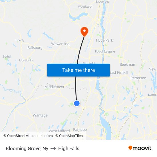 Blooming Grove, Ny to High Falls map