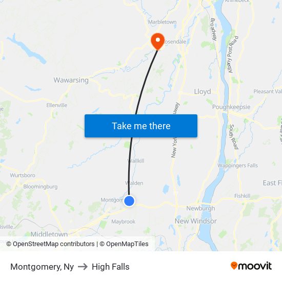 Montgomery, Ny to High Falls map