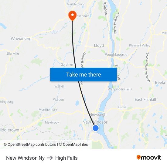 New Windsor, Ny to High Falls map
