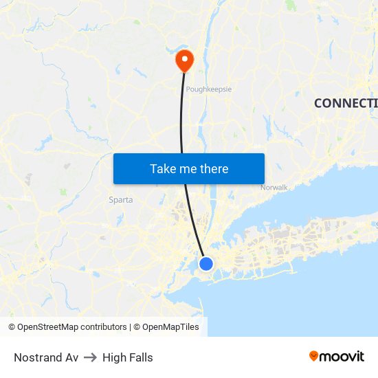 Nostrand Av to High Falls map