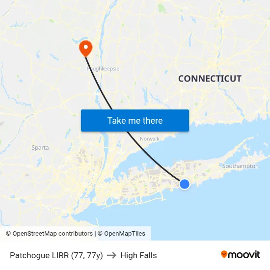 Patchogue LIRR (77, 77y) to High Falls map