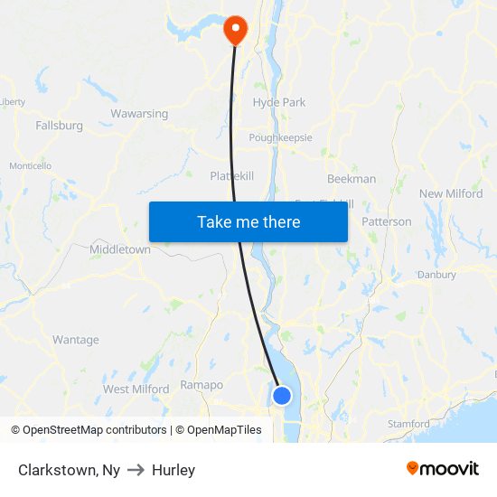 Clarkstown, Ny to Hurley map