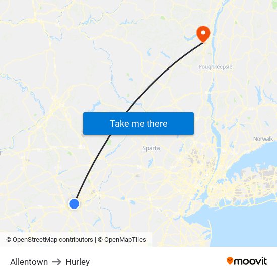 Allentown to Hurley map