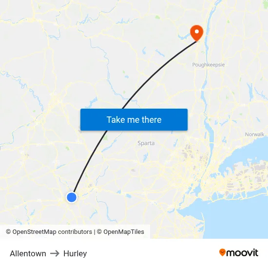 Allentown to Hurley map