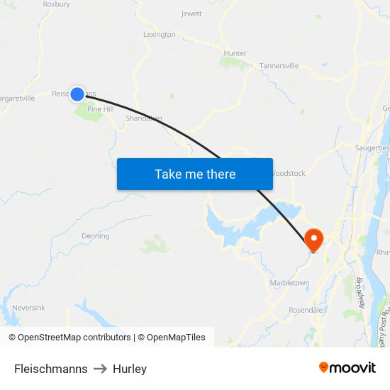 Fleischmanns to Hurley map