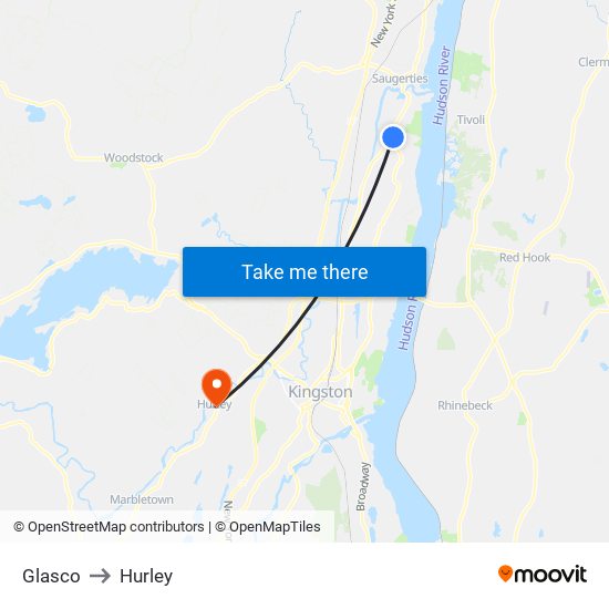 Glasco to Hurley map