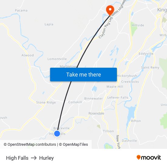 High Falls to Hurley map