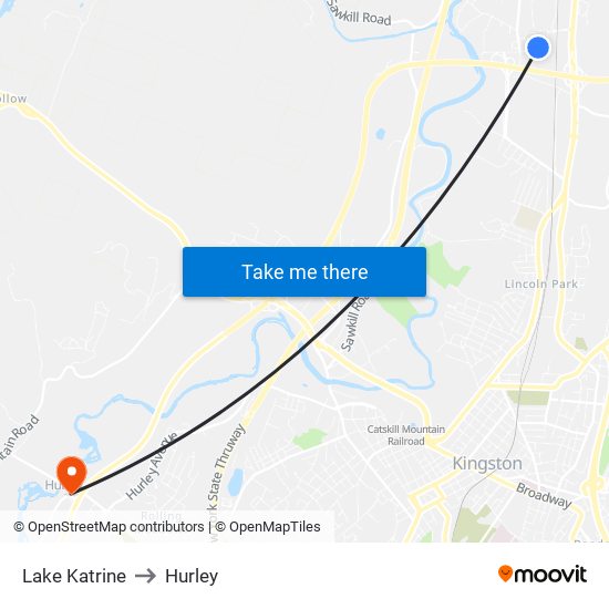 Lake Katrine to Hurley map