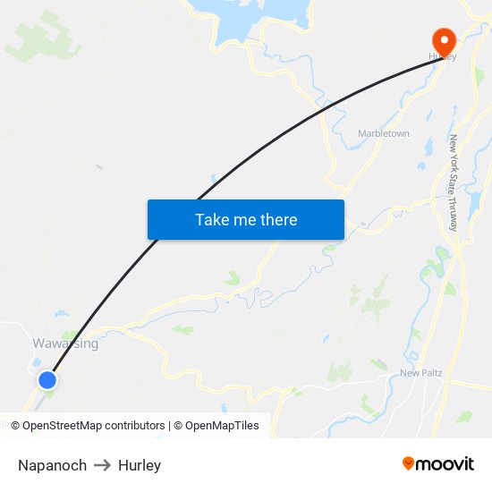 Napanoch to Hurley map