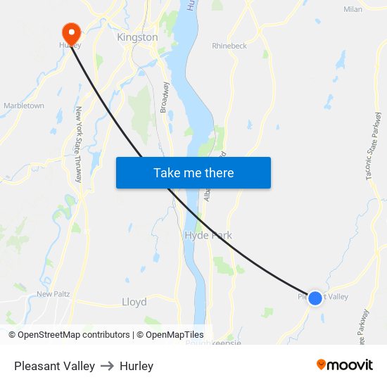 Pleasant Valley to Hurley map