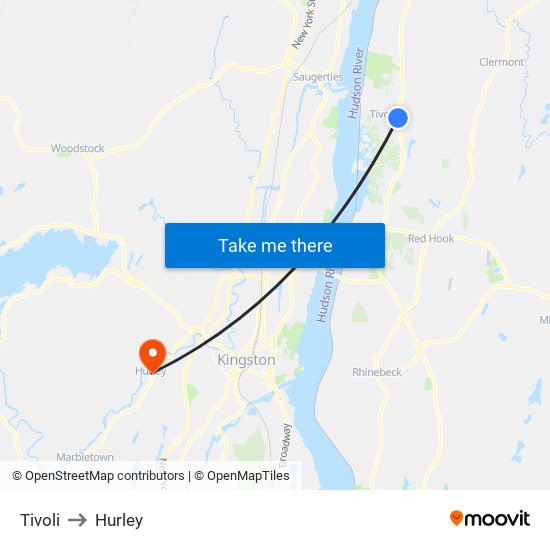 Tivoli to Hurley map