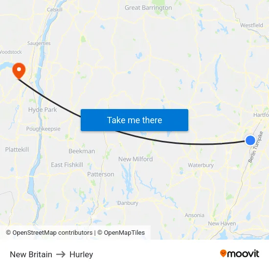 New Britain to Hurley map