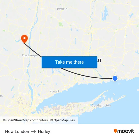 New London to Hurley map