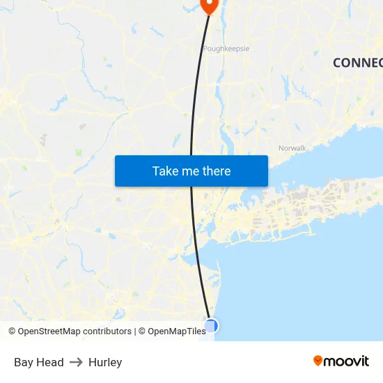 Bay Head to Hurley map