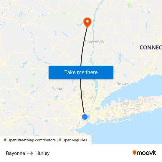 Bayonne to Hurley map
