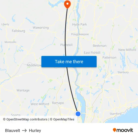 Blauvelt to Hurley map