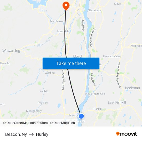 Beacon, Ny to Hurley map