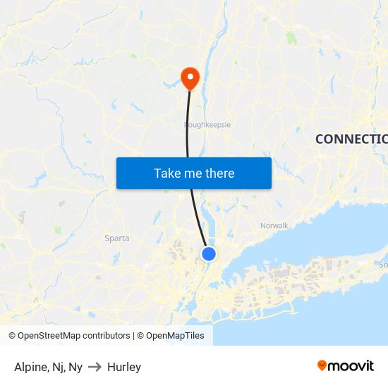 Alpine, Nj, Ny to Hurley map