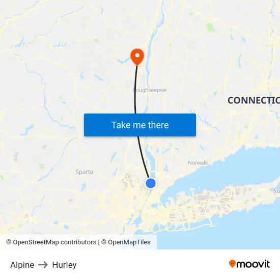 Alpine to Hurley map
