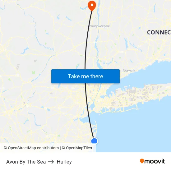 Avon-By-The-Sea to Hurley map