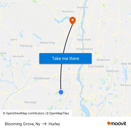 Blooming Grove, Ny to Hurley map