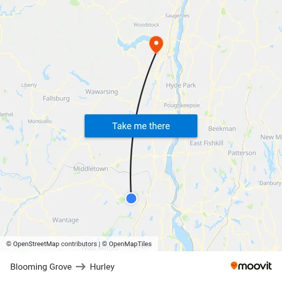 Blooming Grove to Hurley map