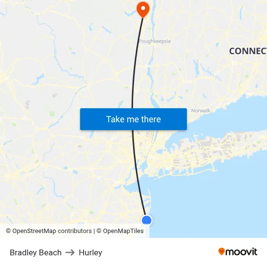 Bradley Beach to Hurley map