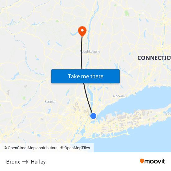 Bronx to Hurley map