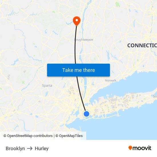 Brooklyn to Hurley map