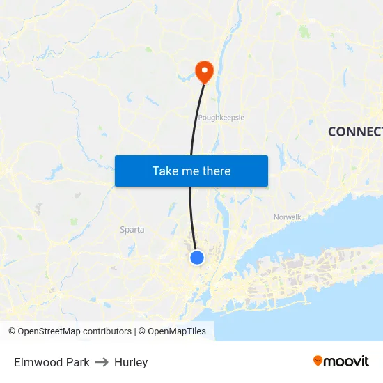 Elmwood Park to Hurley map
