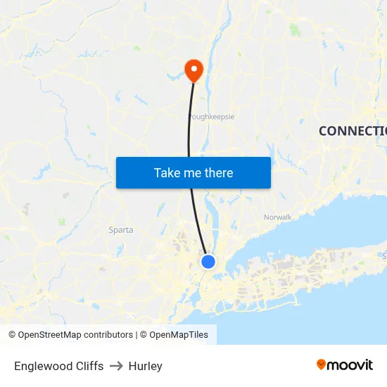 Englewood Cliffs to Hurley map