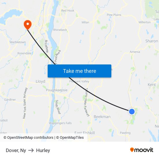 Dover, Ny to Hurley map