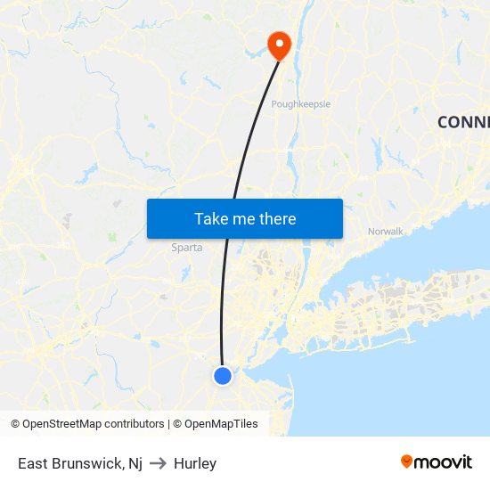 East Brunswick, Nj to Hurley map