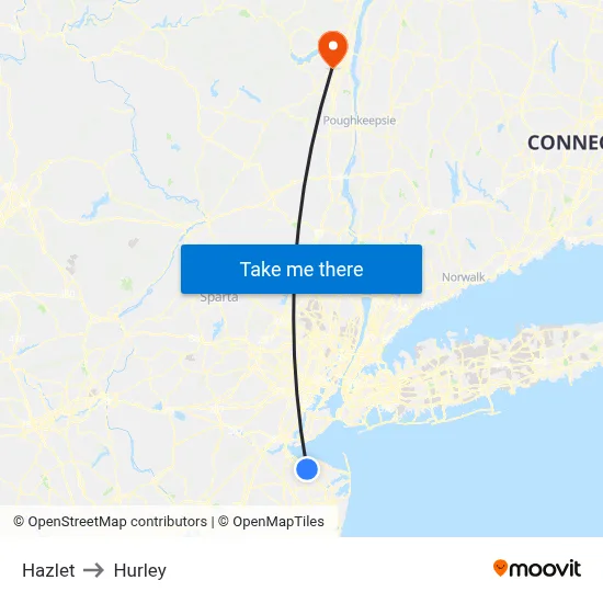 Hazlet to Hurley map