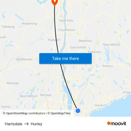 Hartsdale to Hurley map