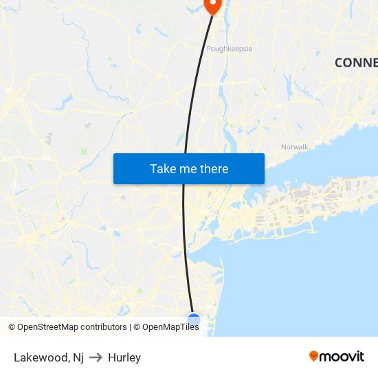 Lakewood, Nj to Hurley map