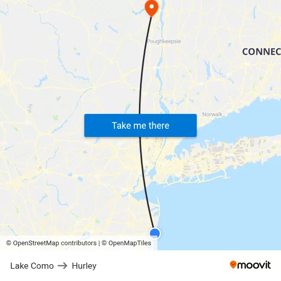 Lake Como to Hurley map