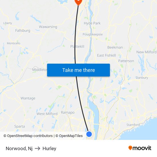 Norwood, Nj to Hurley map